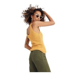 Madewell Yellow Knit Tank Top Siz M Layering Deep V Stretchy
